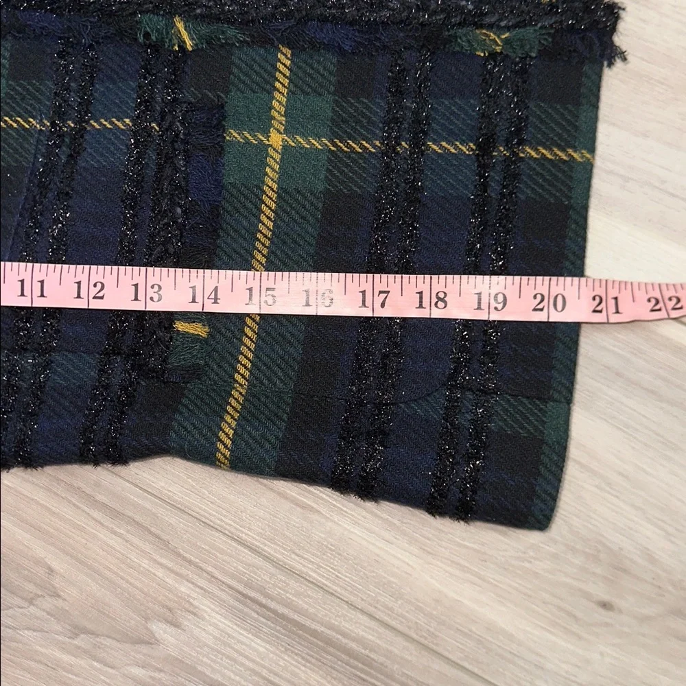 J. Crew lady jacket in lurex plaid tweed fringe blazer jacket size 4 NWT - Picture 7 of 9
